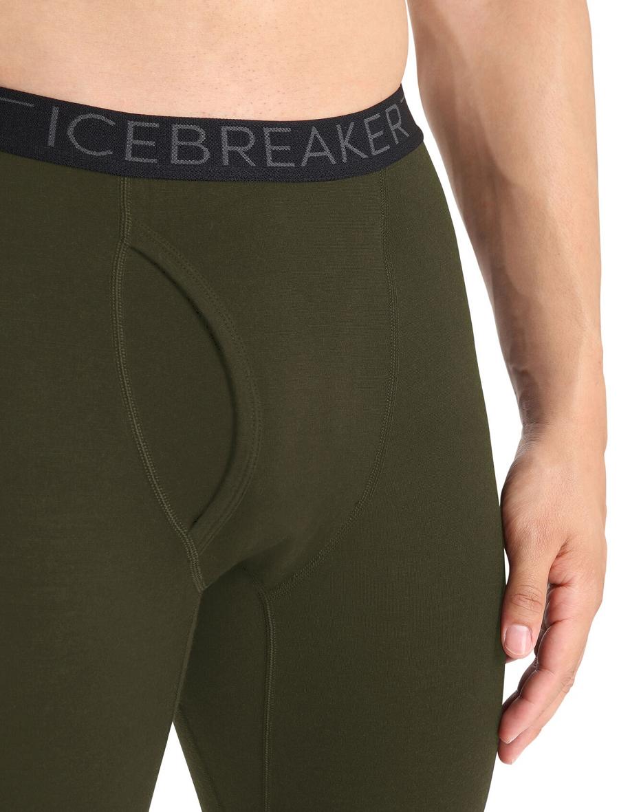 Men's Icebreaker Merino 200 Oasis with Fly Leggings Loden | CA 1816LISH